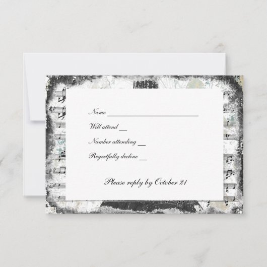 Black Paris Eiffel Tower Music Rsvp met enveloppen (Voorkant)