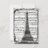 Black Paris Eiffel Tower Music Rsvp met enveloppen (Achterkant)