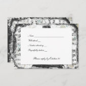 Black Paris Eiffel Tower Music Rsvp met enveloppen (Voorkant / Achterkant)