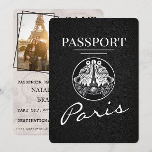 Black Paris Passport Bewaar de datum Save The Date