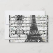 Black Paris Tour Eiffel Musique rsvp avec envelopp (Dos)