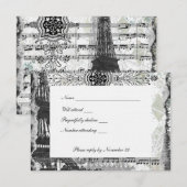 Black Paris Tour Eiffel Musique rsvp avec envelopp (Devant / Derrière)
