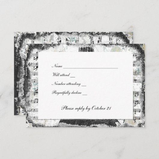 Black Paris Tour Eiffel Musique rsvp avec envelopp (Devant / Derrière)