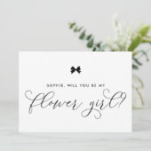 Black Parisian Bow zal je mijn Bloemenmeisje zijn Kaart (Staand voorkant)