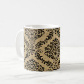 Black Parisian Moods Damask Koffiemok (Voorkant links)