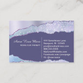 *~* Black Pastel Agate Geode Silver Glitter Glam Visitekaartje (Achterkant)