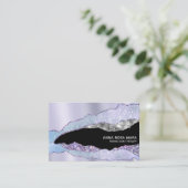 *~* Black Pastel Agate Geode Silver Glitter Glam Visitekaartje (Staand voorkant)