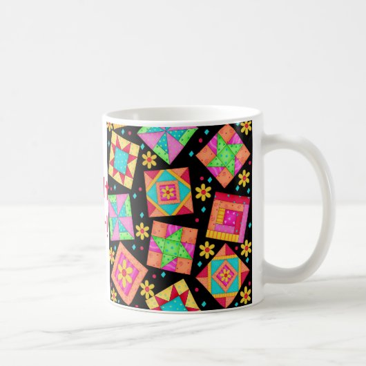 Black Patchwork Quilt Block Mok (Rechts)