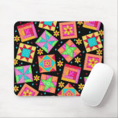 Black Patchwork Quilt Blocks Mousepad Muismat (Met muis)