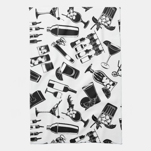 Black Pattern Cocktail Bar Theedoek (Verticaal)