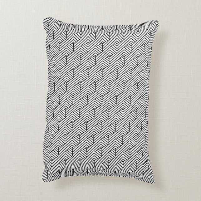 Black Pattern Line Cube Geometry Simple Accent Kussen (Achterkant (Verticaal))