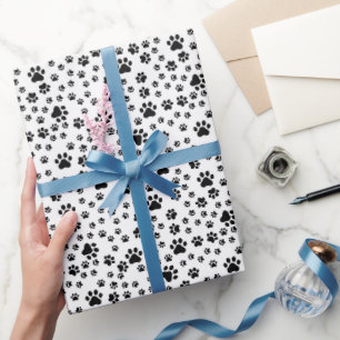 Black Paw Afdrukken op Wit Cadeaupapier