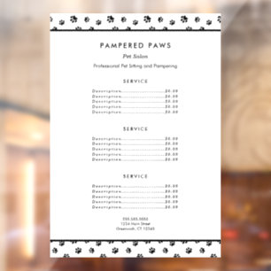 Black Paw Prints professionele huisdiersalon diens Raamsticker