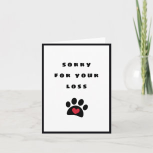 Black Pawprint Red Heart Sorry voor uw verlies Pet Kaart