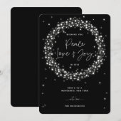 Black Peace Love+Joy Sparking Lights Feestdagenkaart (Voorkant / Achterkant)