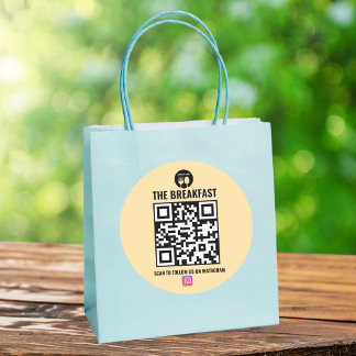 Black, Peach Modern Business Instagram QR-code Ronde Sticker