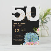 Black Peacock 50e anniversaire Invitations (Debout devant)