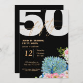 Black Peacock 50e anniversaire Invitations (Devant / Derrière)
