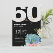 Black Peacock 60e verjaardag Uitnodigingen (Staand voorkant)