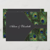 Black Peacock bruiloft uitnodigingen (Voorkant / Achterkant)