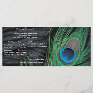 Black Peacock Velvet Background Wedding Programme Programma