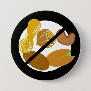 Black Peanut Tree Nut Free Nut Allergy Kinder Ronde Button 7,6 Cm