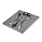 Black Pearls Surreal Silverware Tegeltje (Zijkant)