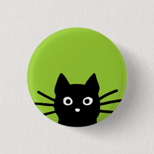 Black Peking Cat Ronde Button 3,2 Cm