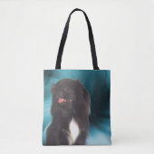Black Pekingese Blue Swirls Dog Art Draagtas (Voorkant)