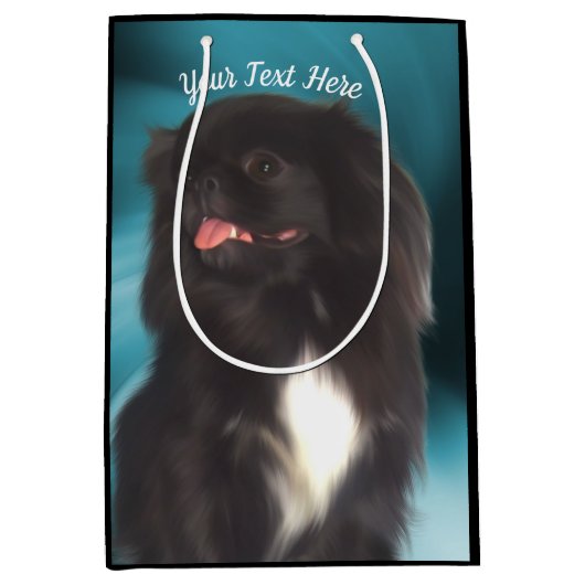 Black Pekingese Dog Persoonlijk Medium Cadeauzakje (Voorkant)