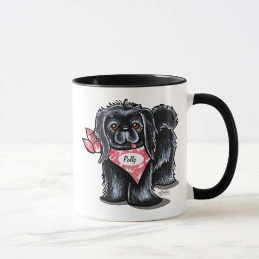 Black Pekingese Pet Name Persoonlijke Roze Mok (Rechts)
