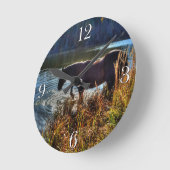 Black Percheron Stallion speelde aan de rand van h Ronde Klok (Hoek)