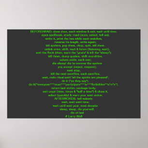 Black Perl Poem (Larry Wall) Poster