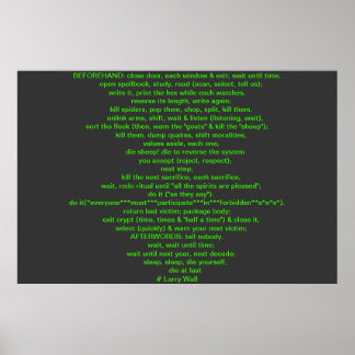 Black Perl Poem (Larry Wall) Poster