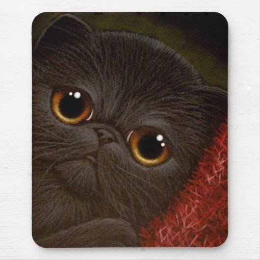 BLACK PERSIAN KITTEN CAT Mousepad Muismat (Voorkant)