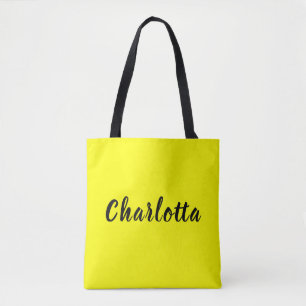 Black Personalize Name Neon gele kleur Draagtas