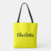 Black Personalize Name | Neon gele kleur Draagtas (Achterkant)