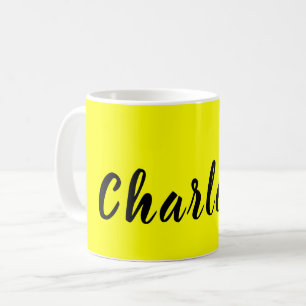 Black Personalize Name Neon gele kleur Koffiemok