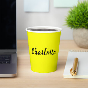 Black Personalize Name Neon gele kleur Papieren Bekers