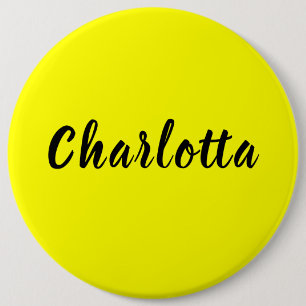 Black Personalize Name   Neon gele kleur Ronde Button 6,0 Cm