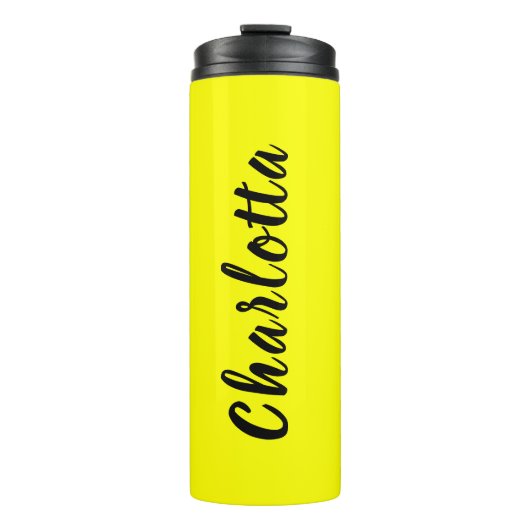 Black Personalize Name | Neon gele kleur Thermosbeker (Voorkant)