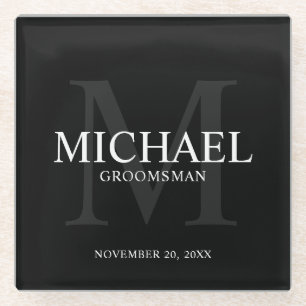 Black Personalized Groomsmen Glazen Onderzetter