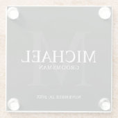 Black Personalized Groomsmen Glazen Onderzetter (Achterkant)
