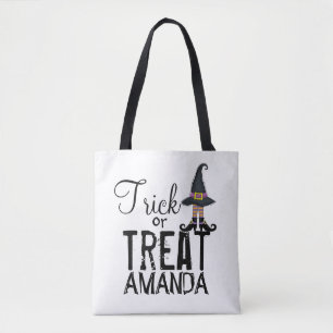 Black Personalized Typography Whimsy Witch Draagtas