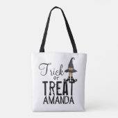 Black Personalized Typography Whimsy Witch Draagtas (Achterkant)