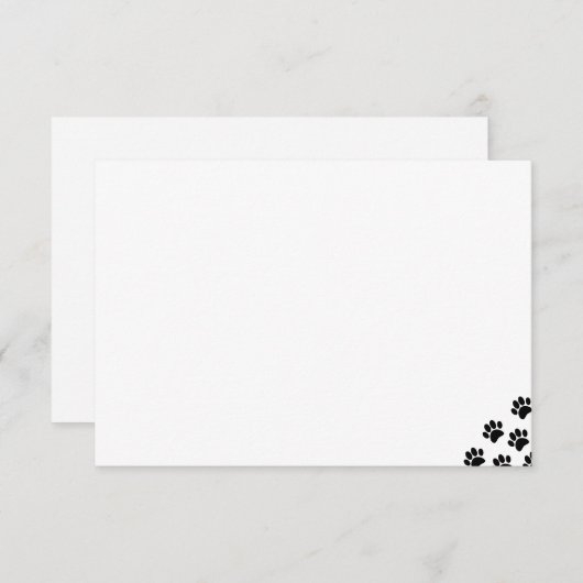 Black Pet Paw Prints Notitiekaartje (Voorkant / Achterkant)