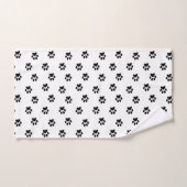 Black Pet Paws Pattern on White Bad Handdoek (Handdoek)