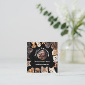 Black Pet Sitter Visitekaartje met aangepaste foto (Staand voorkant)