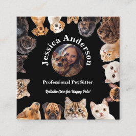 Black Pet Sitter Visitekaartje met aangepaste foto
