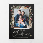 Black Photo Collage Tri-fold Holiday Card (Page de couverture)